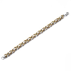 Gold Two Tone 201 Stainless Steel Byzantine Chain Bracelet for Men Women, Nickel Free, Gold, 8-5/8 inch(22cm)