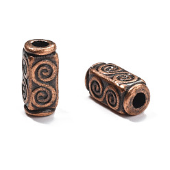 Red Copper Tibetan Style Beads, Zinc Alloy, Lead Free & Cadmium Free, Cuboid, Red Copper Color, 10.5mm long, 5mm wide, 5mm thick, hole: 2.5mm