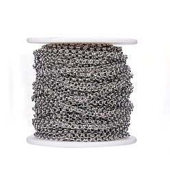 Stainless Steel Color 304 Stainless Steel Rolo Chains, Belcher Chain, Unwelded, with Spool, for Jewelry Making, Stainless Steel Color, 3x1mm, about 32.8 Feet(10m)/roll