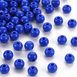 Bleu Perles acryliques opaques, ronde, bleu, 6x5mm, Trou: 1.8mm, environ4400 pcs / 500 g