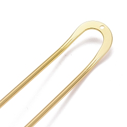 Golden Brass Hair Fork Findings, U Shaped, Golden, 130x13.5x2mm, Hole: 1.4mm