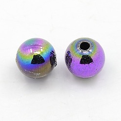 Multi-color Plated Plating Plastic Acrylic Round Beads, Multi-color Plated, 12mm, Hole: 2mm, about 550pcs/pound