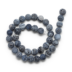Gray Natural Weathered Agate Bead Strands, Frosted, Dyed, Round, Gray, 10~10.5mm, Hole: 1.5mm, about 37pcs/strand, 14.6 inch