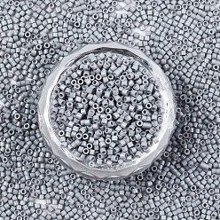 Gray 11/0 Grade A Glass Seed Beads, Cylinder, Uniform Seed Bead Size, Baking Paint, Gray, 1.5x1mm, Hole: 0.5mm, about 20000pcs/bag