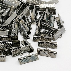 Gunmetal Iron Ribbon Crimp Ends, Gunmetal, 8x20mm, Hole: 2mm