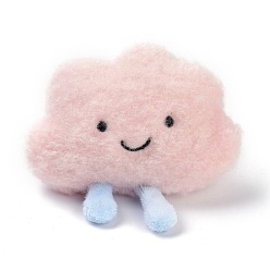 Pink Cartoon Cloud Non Woven Fabric Brooch, PP Cotton Plush Doll Brooch for Backpack Clothes, Pink, 102x106x52mm