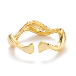 Золотой 925 серебряные манжеты, открытые кольца, с печатью 925, волна, золотые, внутренний диаметр: 16 мм