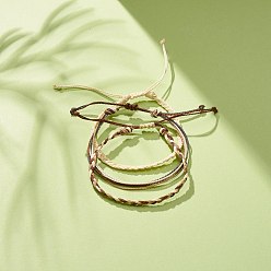 Хаки 3шт. 3 наборы браслетов из вощеного полиэстера, браслеты из многожильного шнура для женщин, хаки, внутренний диаметр: 2-1/4~3-3/8 дюйм (5.7~8.6 см), 1 шт / стиль