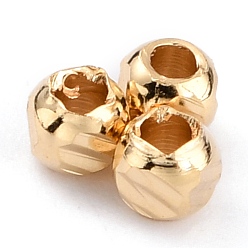 Настоящее золото 24K Spacer бисер латунные, долговечный, граненые круглые, реальный 24 k позолоченный, 2.5~3x2.5 мм, отверстие : 1.2 мм