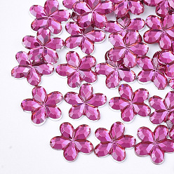 DeepPink Пластиковые кабошоны, цветок, фуксиново-красные, 9x9.5x1.5 мм , около 5000 шт / мешок
