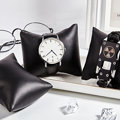 Black Imitation Leather Bracelet/Watch Pillow Jewelry Displays, Black, 8.8x7.5x4.8cm