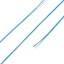 Bleu Vert Ficelle ronde en fil de polyester ciré, cordon micro macramé, cordon torsadé, pour la couture de cuir, sarcelle, 0.3~0.4mm, environ 174.98 yards (160m)/rouleau
