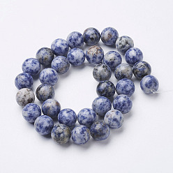 Cornflower Blue Gemstone Beads, Natural Blue Spot Jasper, Round, Cornflower Blue, 12mm, Hole: 1mm, about 32pcs/strand, 16 inch