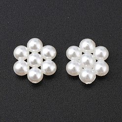 Creamy White Acrylic Pearl Cabochons, Dyed, Flower, Creamy White, 8x9x3mm