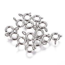 Stainless Steel Color 304 Stainless Steel Spring Ring Clasps, Stainless Steel Color, 6x1.6mm, Hole: 1.6mm