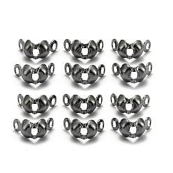 Gunmetal Iron Bead Tips, Cadmium Free & Lead Free, Calotte Ends, Clamshell Knot Cover, Iron End Caps, Open Clamshell, Gunmetal, 7.5x4mm, Hole: 1mm, Inner Diameter: 3mm