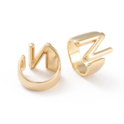 Letter N Латунь манжеты кольца, открытые кольца, долговечный, реальный 18 k позолоченный, letter.n, Размер 6, 17 мм