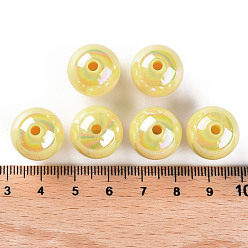 Желтый Непрозрачные акриловые бусины, с покрытием AB цвета, круглые, желтые, 16x15 мм, отверстие : 2.8 мм, Около 220 шт / 500 г