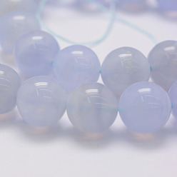 Agate Blue Lace Dentelle bleue naturelle agate brins de perles, Grade a, ronde, 12mm, Trou: 1mm, Environ 32 pcs/chapelet, 15.3 pouce (39 cm)