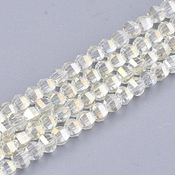 Soie De Maïs Perles en verre electroplate, facette, ronde, cornsilk, 4~4.5x3.5mm, Trou: 1mm, Environ 100 pcs/chapelet, 13.7 pouce
