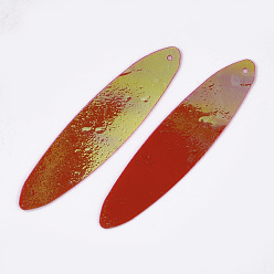 Rouge Accessoires d'ornement, paillettes paillettes en plastique pvc, couleur ab , ovale, rouge, 40.5x10x0.3mm, trou: 0.9 mm, environ 3800 pcs / 500 g