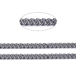 Черный Цвет Металла Железные кубинские звенья цепи, толстые цепи, несварные, с катушкой, овальные, металлический черный , 14x10x3 мм, около 49.21 футов (15 м) / рулон
