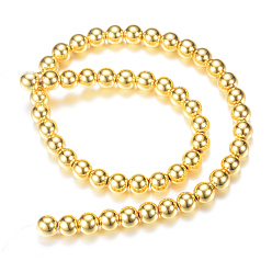 Golden Plated Electroplate Magnetic Synthetic Hematite Bead Strands, Round, Golden Plated, 8~9mm, Hole: 1~1.5mm, about 50pcs/strand, 15.7 inch
