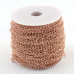 Rose Gold Iron Twisted Chains, Unwelded, with Spool, Oval, Rose Gold, 6.5x4.5x0.8mm, about 164.04 Feet(50m)/roll