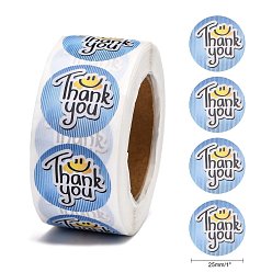 Light Sky Blue 1 Inch Thank You Stickers, Adhesive Roll Sticker Labels, for Envelopes, Bubble Mailers and Bags, Light Sky Blue, 25mm, about 500pcs/roll