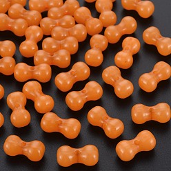 Темно-Оранжевый Имитации акриловых шариков желе, формы костей, темно-оранжевый, 9x17.5x8.5 мм, отверстие : 1.8 мм, Около 600 шт / 500 г