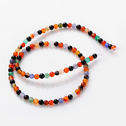 Multi-Color Agate 16 inch Color Agate Beads Strands, Dyed, Round, about 95pcs/strand, 4mm in diameter, hole: 0.8mm