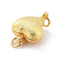 Golden 925 Sterling Silver Magnetic Clasps, With Jump Rings, Textured Heart, Golden, 12x9x5mm, Hole: 1.2mm