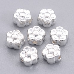 Silver Tibetan Style Alloy Beads, Lead Free & Cadmium Free & Nickel Free, Silver Color, Flower, 5x5x3mm, Hole: 1mm