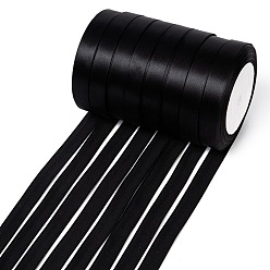 Noir Ruban de satin à face unique, Ruban polyester, noir, taille: environ 5/8 pouce (16 mm) de large, 25yards / roll (22.86m / roll), 250yards / groupe (228.6m / groupe), 10 rouleaux / groupe