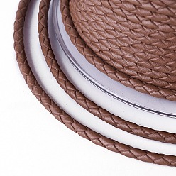 Сиена Оплетенный шнур из натуральной кожи, кожаный шнур ювелирных изделий, ювелирные изделия DIY делает материал, цвет охры, 3 мм, около 10.93 ярдов (10 м) / рулон