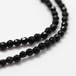 Black Onyx Natural Black Onyx Beads Strands, Faceted, Round, Dyed, 2mm, Hole: 0.5mm,  about 175pcs/strand, 14.9 inch(38cm)