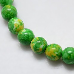 Lime Vert Océan synthétique perles de jade blanc brins, teint, ronde, lime green, 8mm, Trou: 1mm, Environ 52 pcs/chapelet, 15.35 pouce