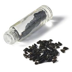 Obsidian Natural Obsidian Chip Bead Roller Ball Bottles, Glass Refillable Essential Oil Bottles, 86x19mm, 10pcs/set