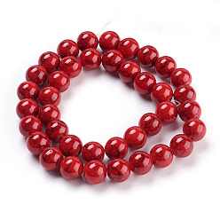 Red Synthetic Turquoise Beads Strands, Dyed, Round, Red, 10mm, Hole: 1mm, about 40pcs/strand, 15.7