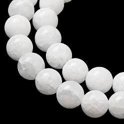 White Natural Malaysia Jade Bead Strands, Round Dyed Beads, White, 10mm, Hole: 1mm, about 38pcs/strand, 15 inch