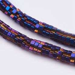Purple Plated Electroplate Non-magnetic Synthetic Hematite Bead Strands, Cross, Purple Plated, 3x3x1mm, Hole: 1mm, about 407pcs/strand, 15.7 inch