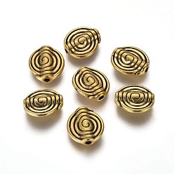 Antique Golden Tibetan Style Alloy Beads, Lead Free and Cadmium Free, Antique Golden, Flat Round, 11.5x4mm, Hole: 1.5mm.