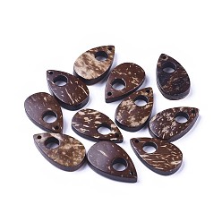 Coffee Coconut Pendants, teardrop, Coffee, 25x15x5mm, Hole: 1mm