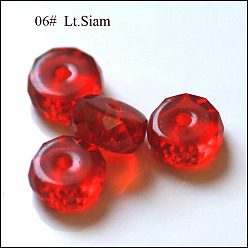 Rouge Imitations de perles de cristal autrichien, grade de aaa, facette, plat rond, rouge, 8x3.5mm, Trou: 0.9~1mm