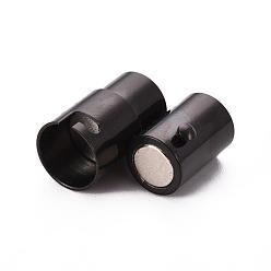 Electrophoresis Black 304 Stainless Steel Locking Tube Magnetic Clasps, Column, Electrophoresis Black, 18x7mm, Hole: 5mm