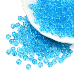 Bleu Ciel Foncé Perles acryliques transparentes, facette, rondelle, bleu profond du ciel, 4x3.5mm, Trou: 1.5mm, environ14000 pcs / 500 g