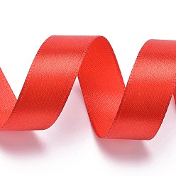 Rouge Valentines cadeaux cadeaux boîtes paquets simple face ruban de satin, Ruban polyester, rouge, taille: environ 5/8 pouce (16 mm) de large, 25yards / roll (22.86m / roll), 250yards / groupe (228.6m / groupe), 10 rouleaux / groupe