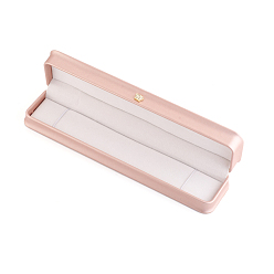Pink PU Leather Bracelet Necklace Gift Boxes, with Golden Plated Iron Crown and Velvet Inside, for Wedding, Jewelry Storage Case, Pink, 24x5.5x3.9cm