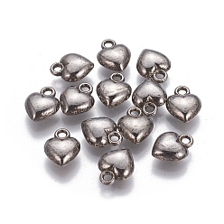 Gunmetal Tibetan Style Alloy Charms, Lead Free and Cadmium Free, Heart, Gunmetal, 11.5mm long, 9mm wide, 4.5mm thick, hole: 1.5mm