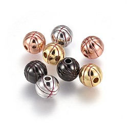 Mixed Color Brass Enamel Beads, Long-Lasting Plated, Basketball, Mixed Color, 9mm, Hole: 2.2mm